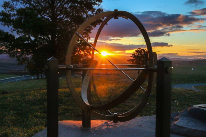 Armillary sphere at sunset